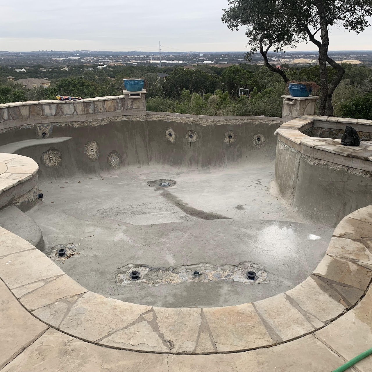 Infinity pool drained and prepped